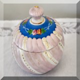 P41. Spiral round porcelain box with lid. Made in Japan. 4” - $10 